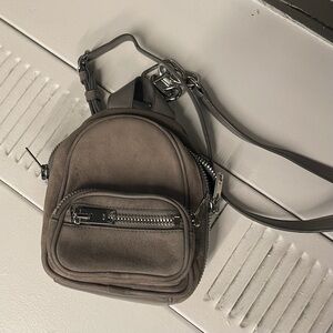 alexander wang suede top handle mini crossbody bag with silver hardware